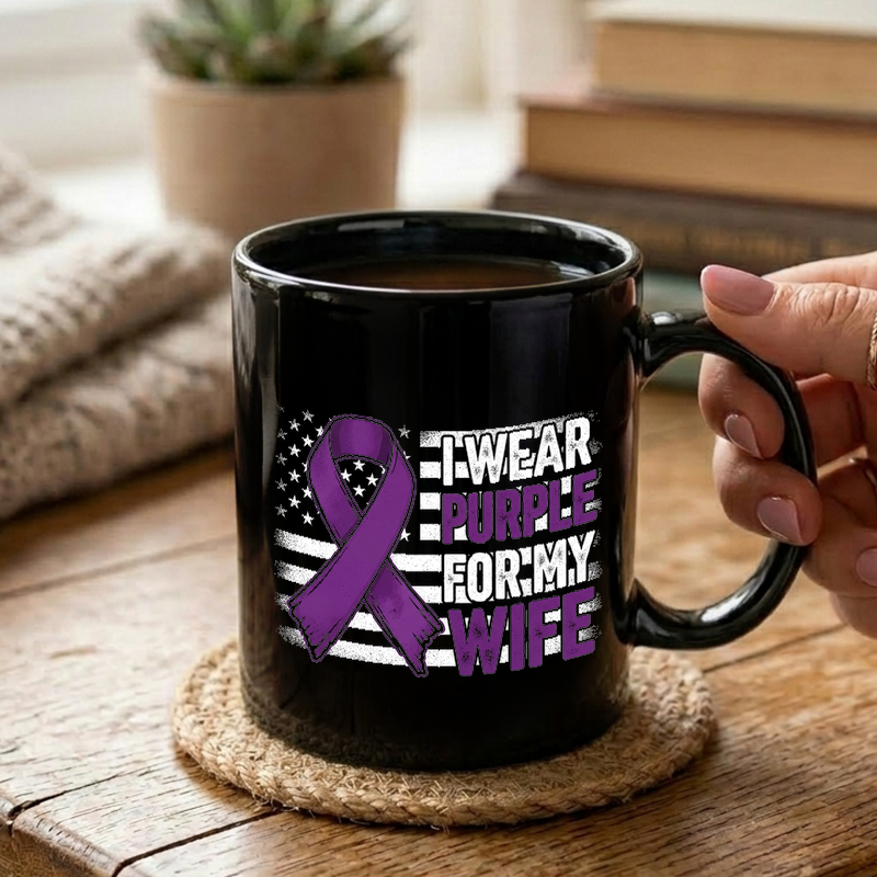 Purple Ribbon US Flag Design Mug