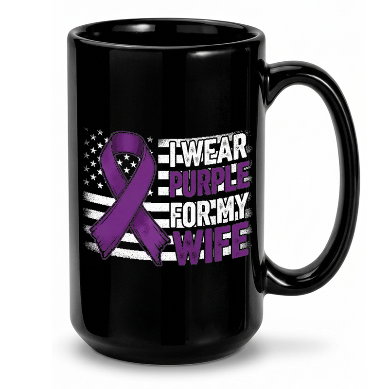 Purple Ribbon US Flag Design Mug