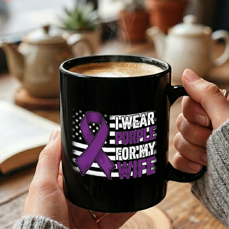 Purple Ribbon US Flag Design Mug