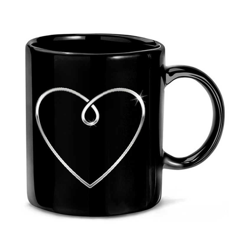 Minimalist Chrome Heart Outline Mug