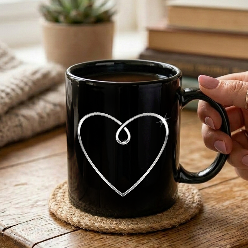 Minimalist Chrome Heart Outline Mug