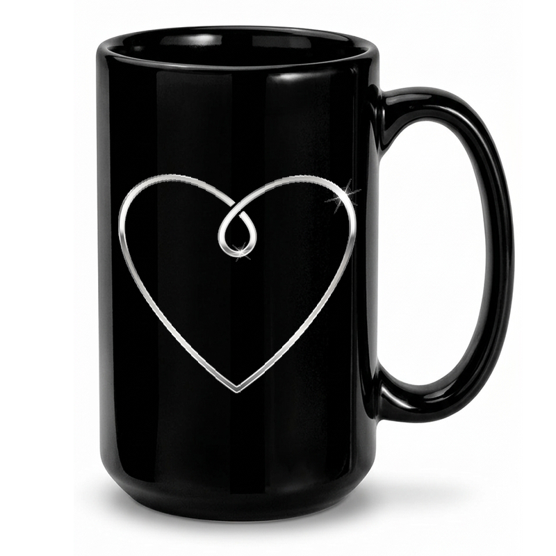 Minimalist Chrome Heart Outline Mug