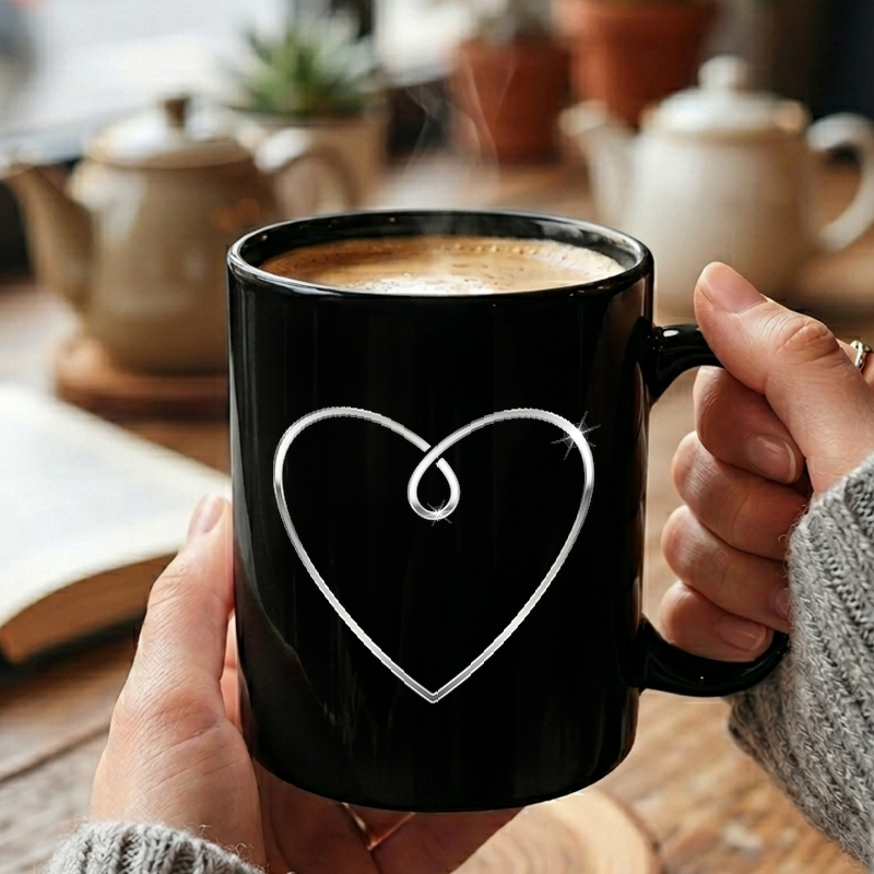 Minimalist Chrome Heart Outline Mug