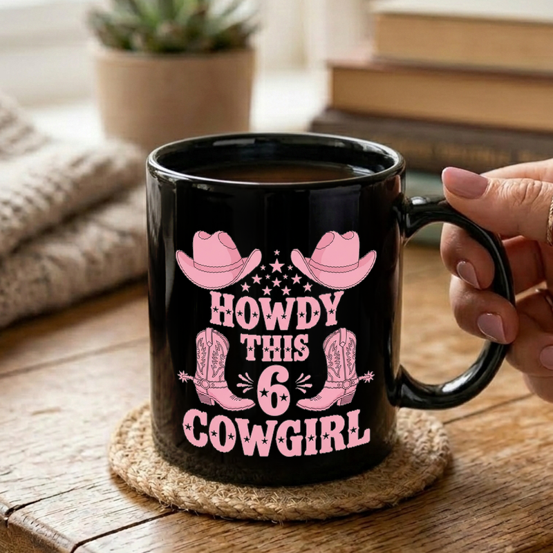 Pink Cowgirl 6th Birthday Mug