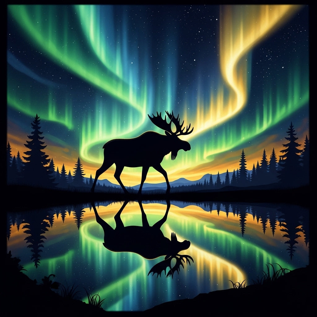 Alaska Aurora Borealis Moose Mug
