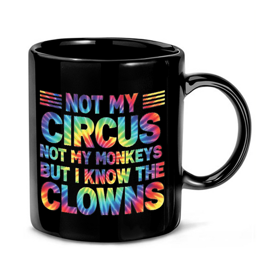 Circus Monkeys Clowns Tie Dye Mug