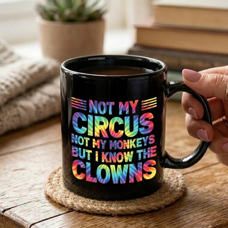 Circus Monkeys Clowns Tie Dye Mug