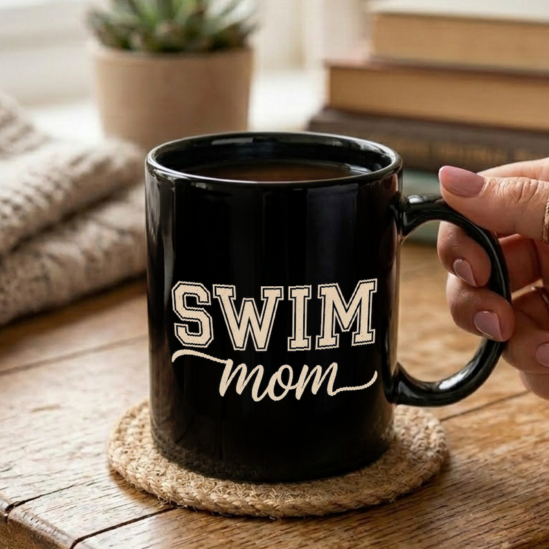 Swim Mom Typography Design Mug