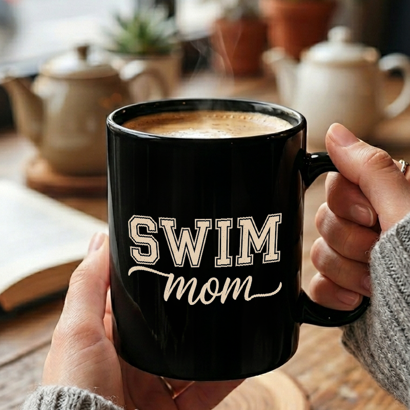 Swim Mom Typography Design Mug