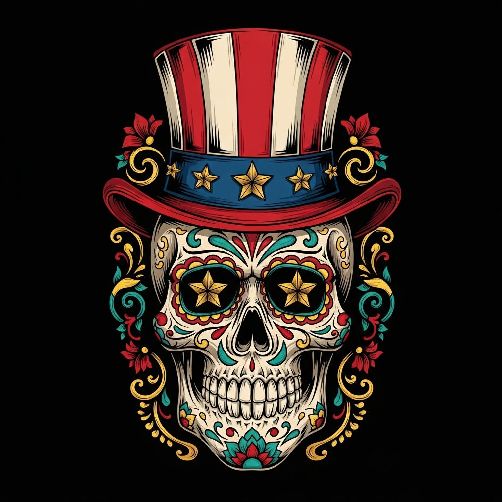 Patriotic Sugar Skull Design Mug