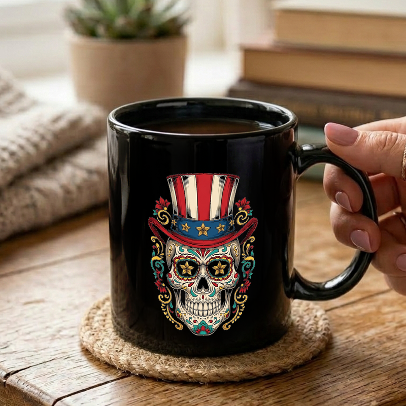 Patriotic Sugar Skull Design Mug