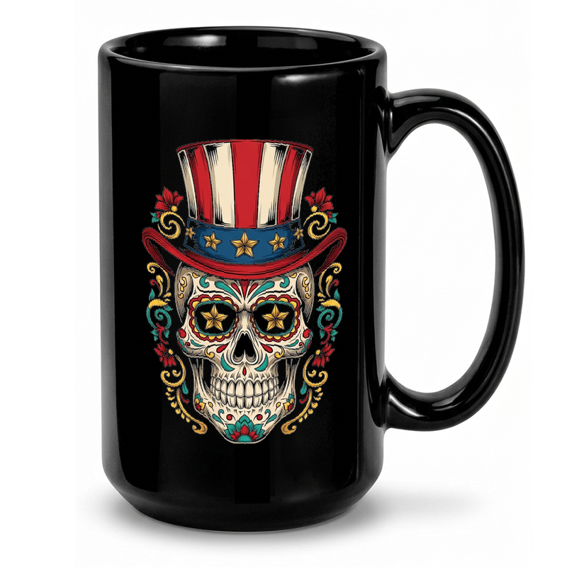 Patriotic Sugar Skull Design Mug