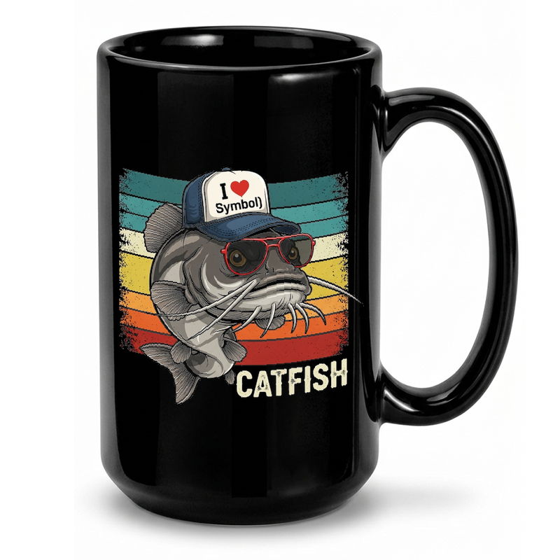 Catfish Angler Retro Design Mug