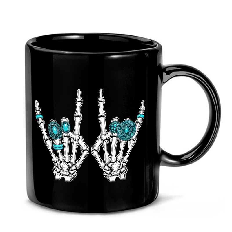 Rock On Skeleton Hands Mug