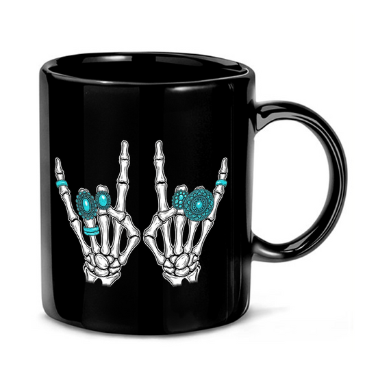 Rock On Skeleton Hands Mug
