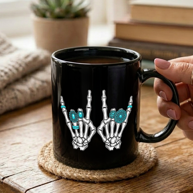 Rock On Skeleton Hands Mug