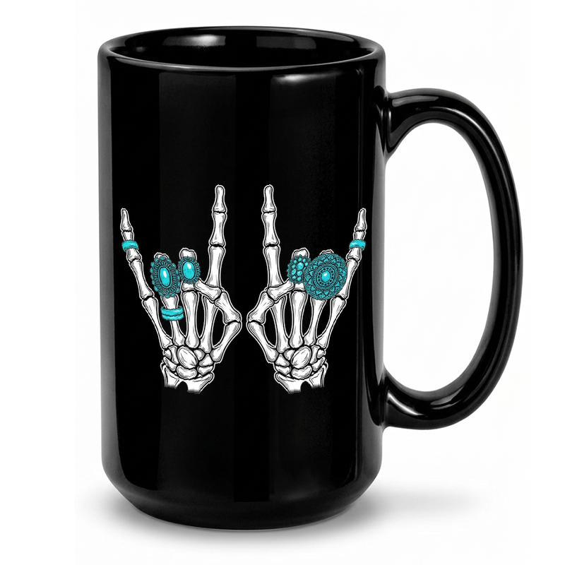 Rock On Skeleton Hands Mug