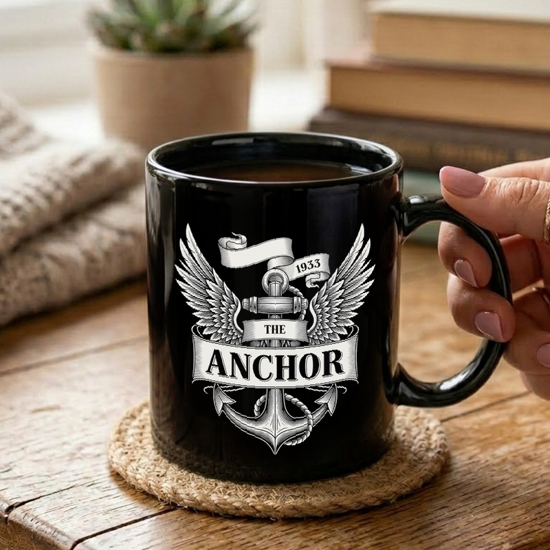 Vintage Nautical Anchor Emblem Mug