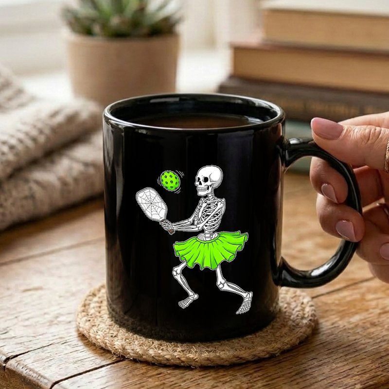 Skeleton Pickleball Player Mug