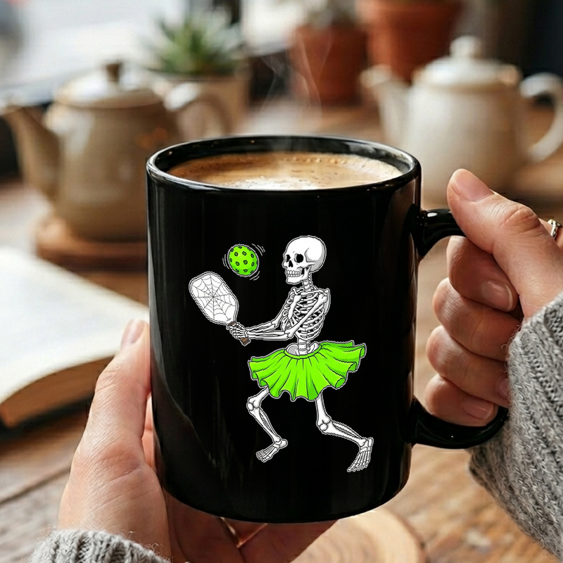 Skeleton Pickleball Player Mug
