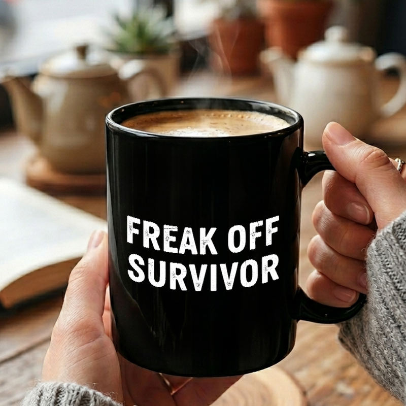 Freak Off Survivor Text Mug