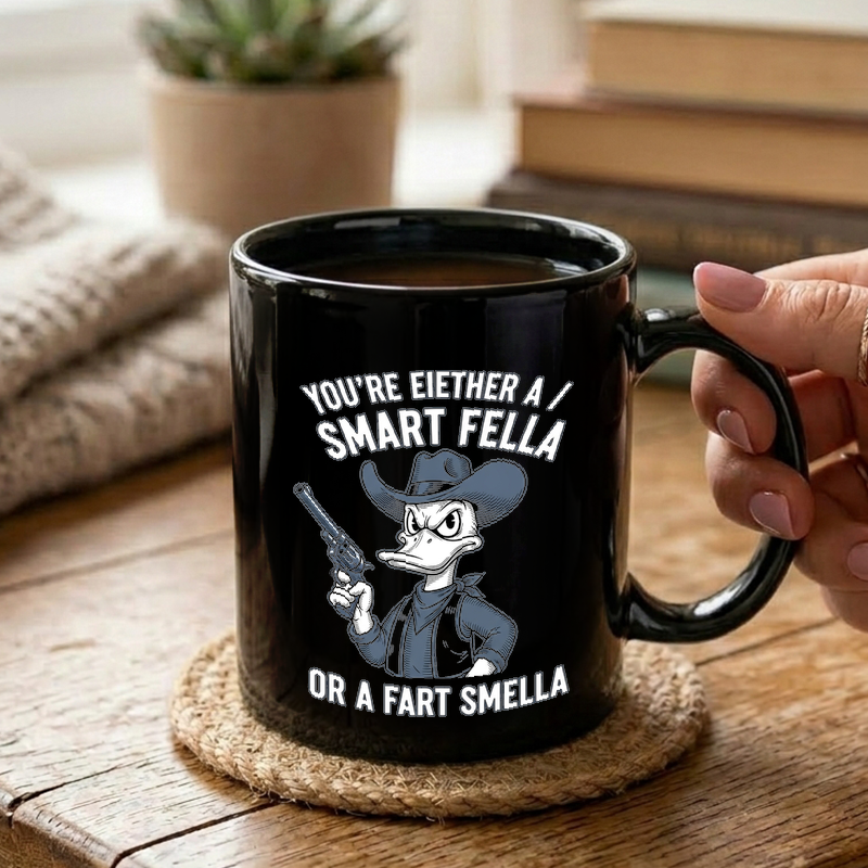 Cowboy Duck Funny Illustration Mug