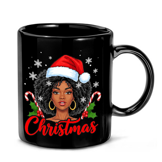 Black Woman Christmas Art Mug