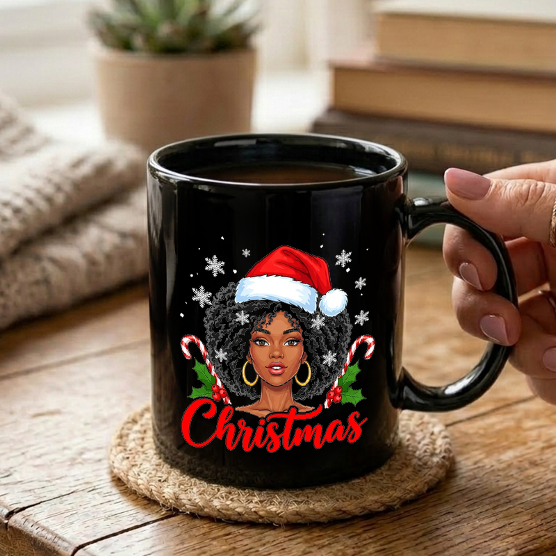 Black Woman Christmas Art Mug