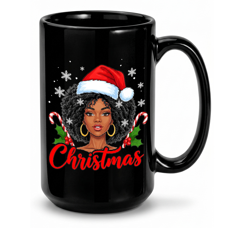 Black Woman Christmas Art Mug