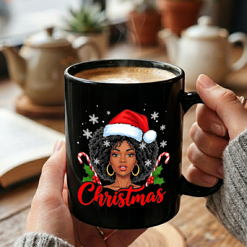 Black Woman Christmas Art Mug