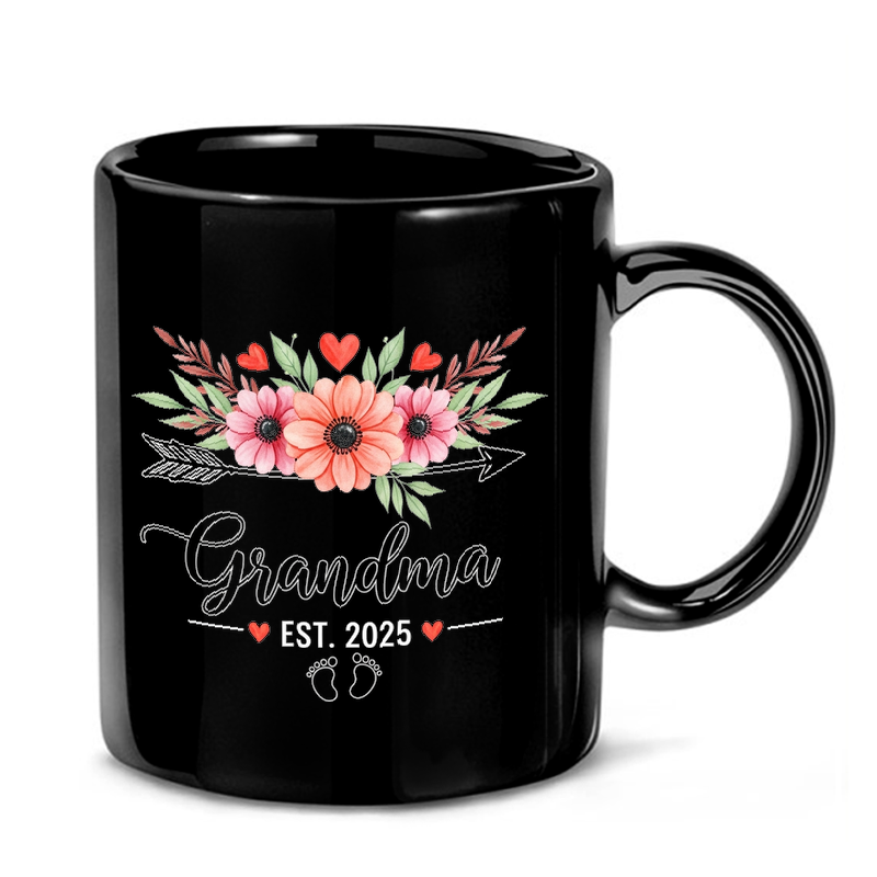Floral Grandma Announcement 2025 Mug