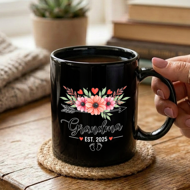 Floral Grandma Announcement 2025 Mug