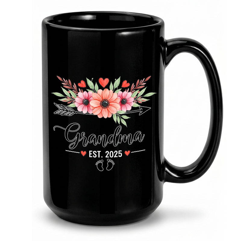 Floral Grandma Announcement 2025 Mug