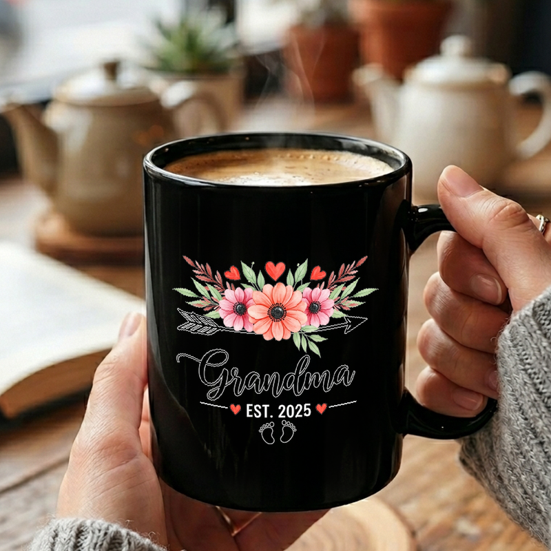 Floral Grandma Announcement 2025 Mug