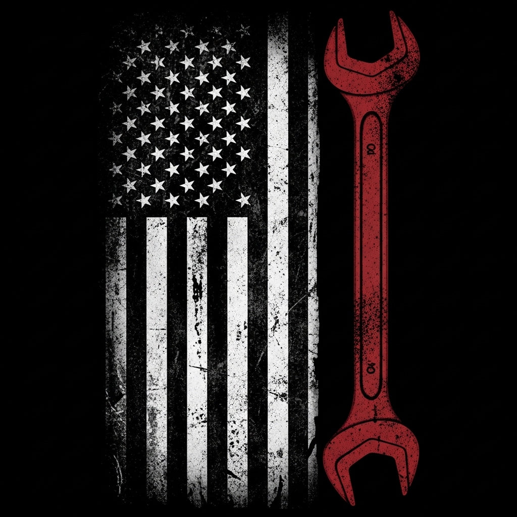 Distressed American Flag Wrench Mug