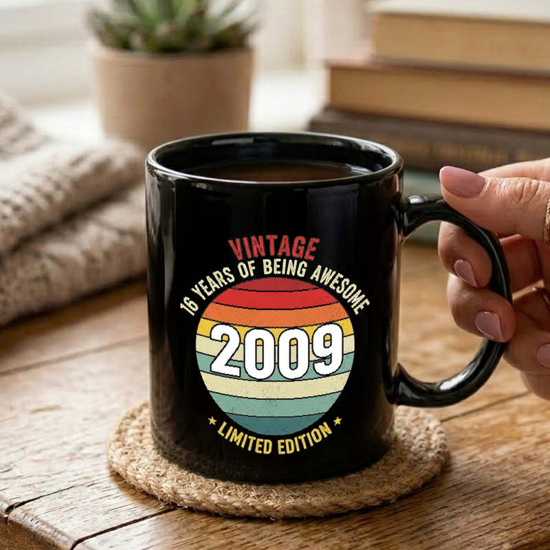 Retro 2009 Sunburst Design Mug