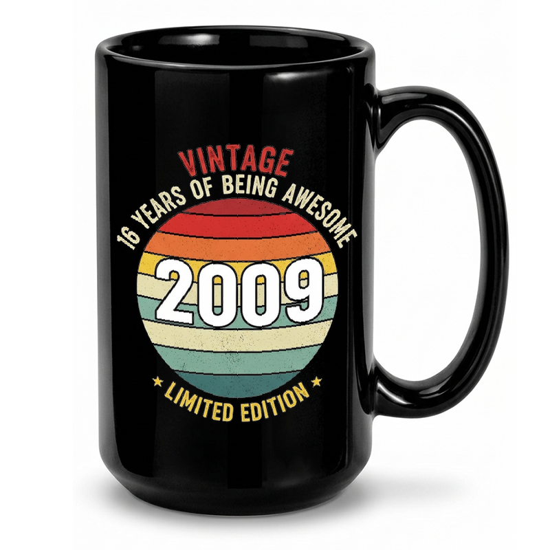 Retro 2009 Sunburst Design Mug
