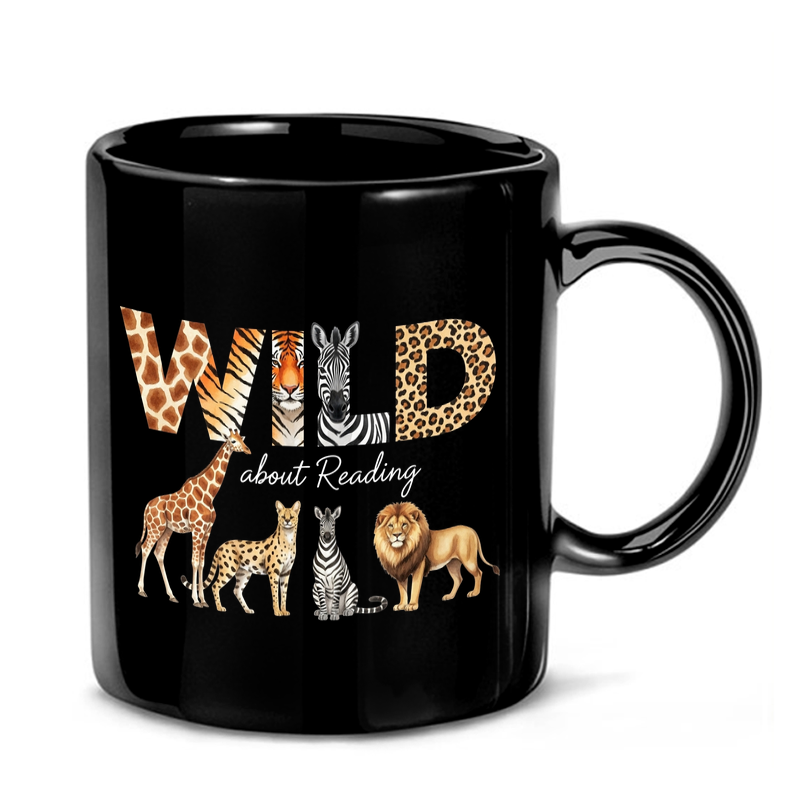 Wild About Reading: Animal Print Literary Design Mug