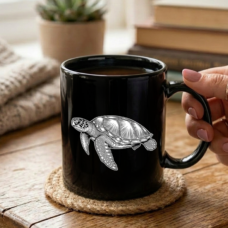 Detailed Turtle Illustration Mug