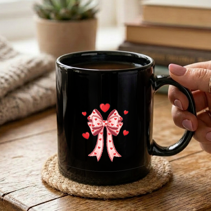 Pink Bow with Hearts Mug