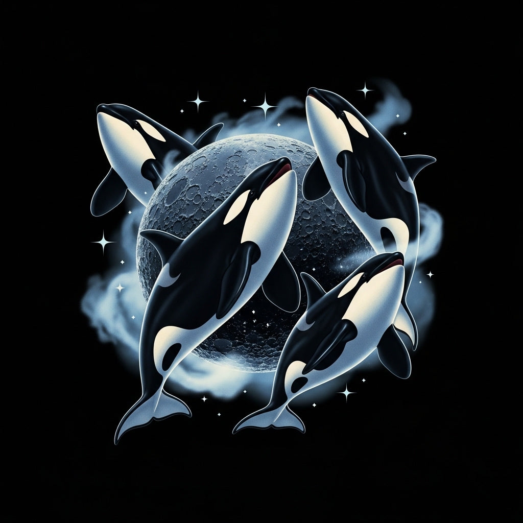 Orca Moon Howl - Vintage Art Mug
