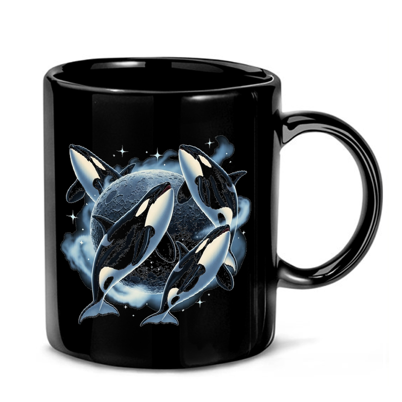 Orca Moon Howl - Vintage Art Mug