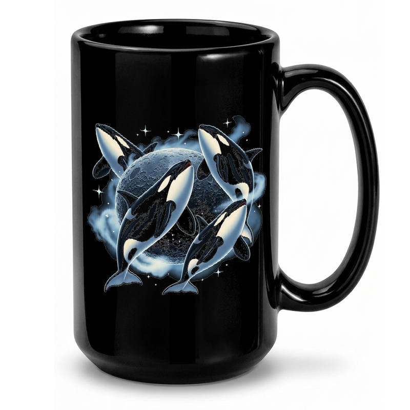 Orca Moon Howl - Vintage Art Mug