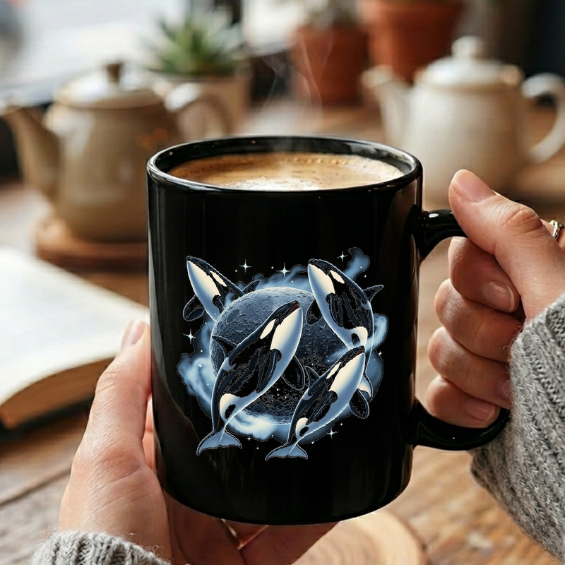 Orca Moon Howl - Vintage Art Mug