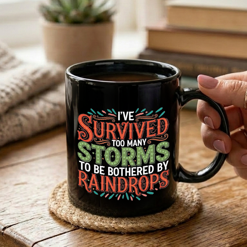Motivational Storm & Rain Quote Mug