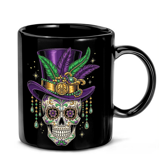 Mardi Gras Sugar Skull Art Mug