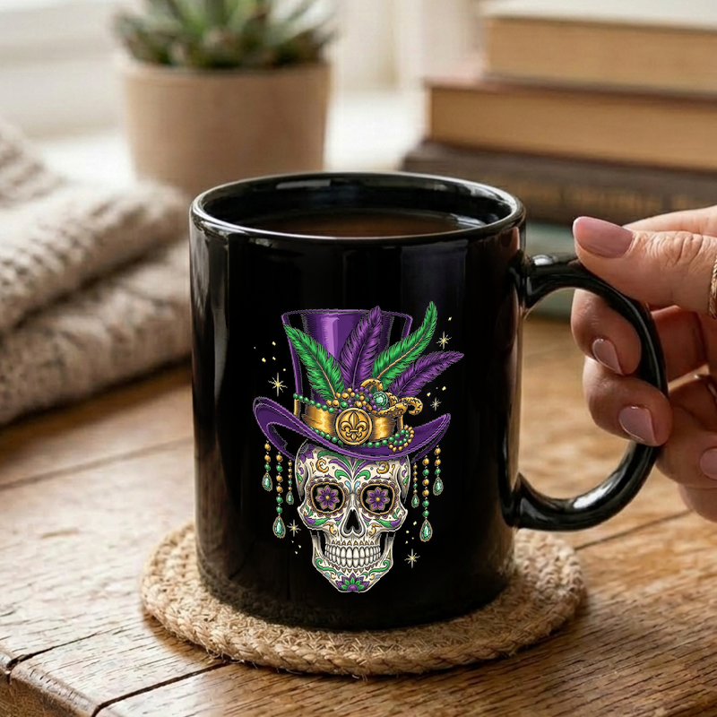 Mardi Gras Sugar Skull Art Mug