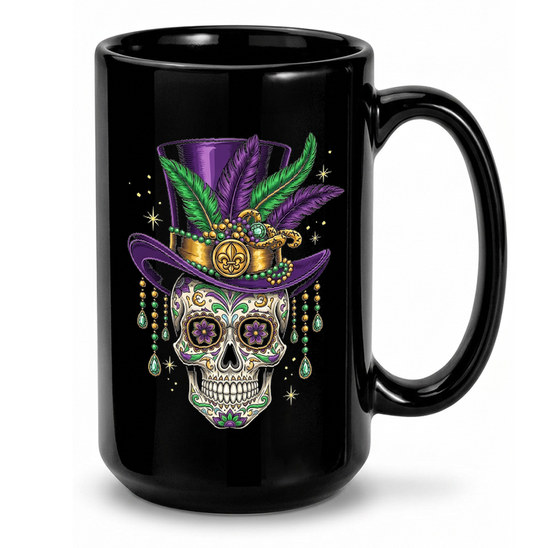Mardi Gras Sugar Skull Art Mug
