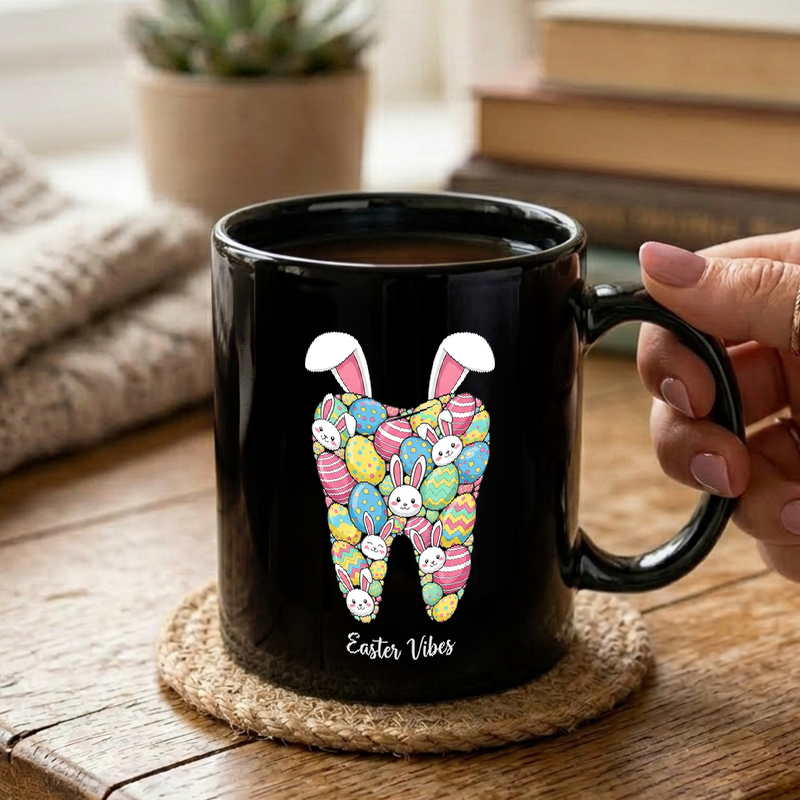 Easter Tooth Bunny Illustration Mug