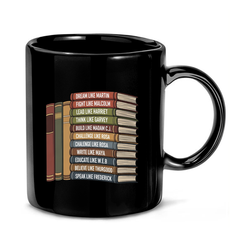Black History Icons Book Stack | Inspirational Leadership Art Mug